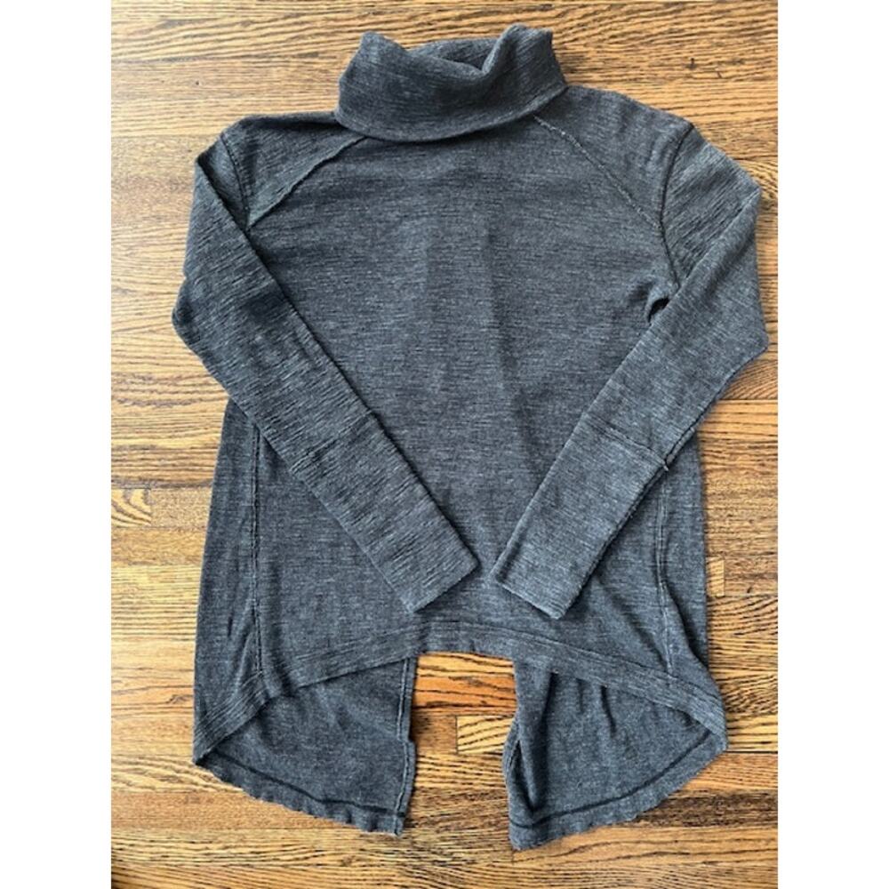 Free People We The Free Womens XS Turtleneck Split Back Tunic Dark Gray